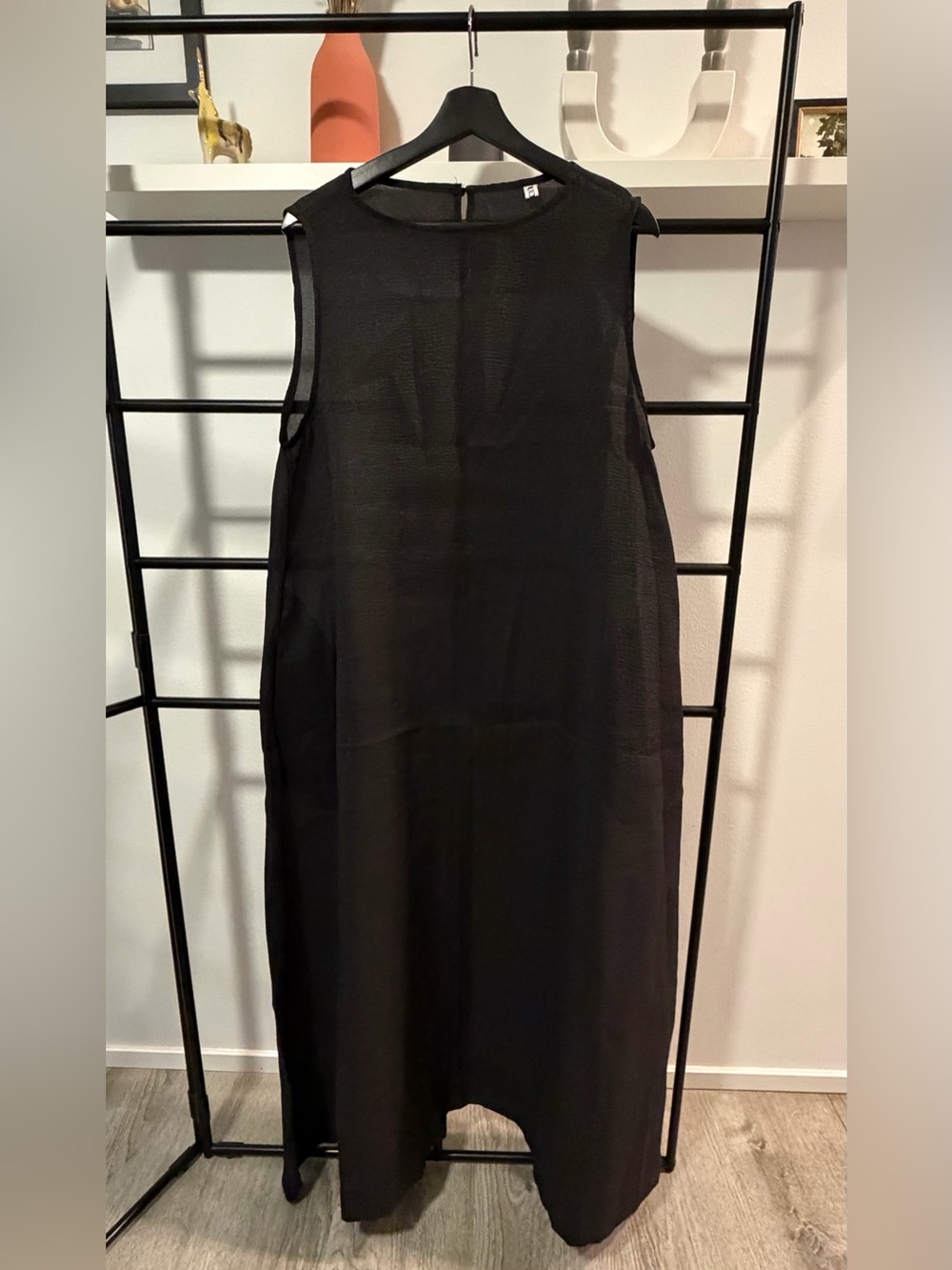 Sleeveless Black Maxi Dress - Minimalist Women's Dress